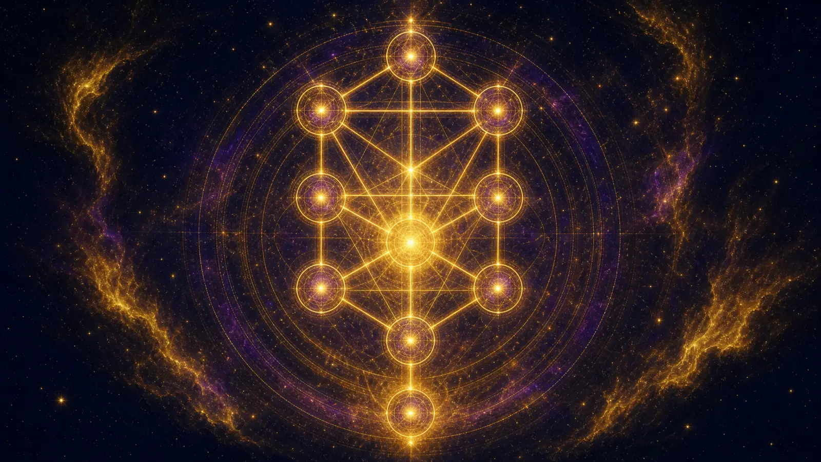 Cosmic celestial background with sacred geometry