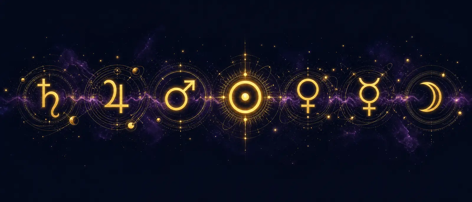 The seven classical planetary symbols